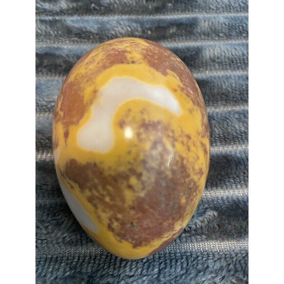 PREOWN 1 Marble Alabastar Stone Deco Egg 2.5”-3" Tan, Ivory,Brown Multicolor - Picture 1 of 13